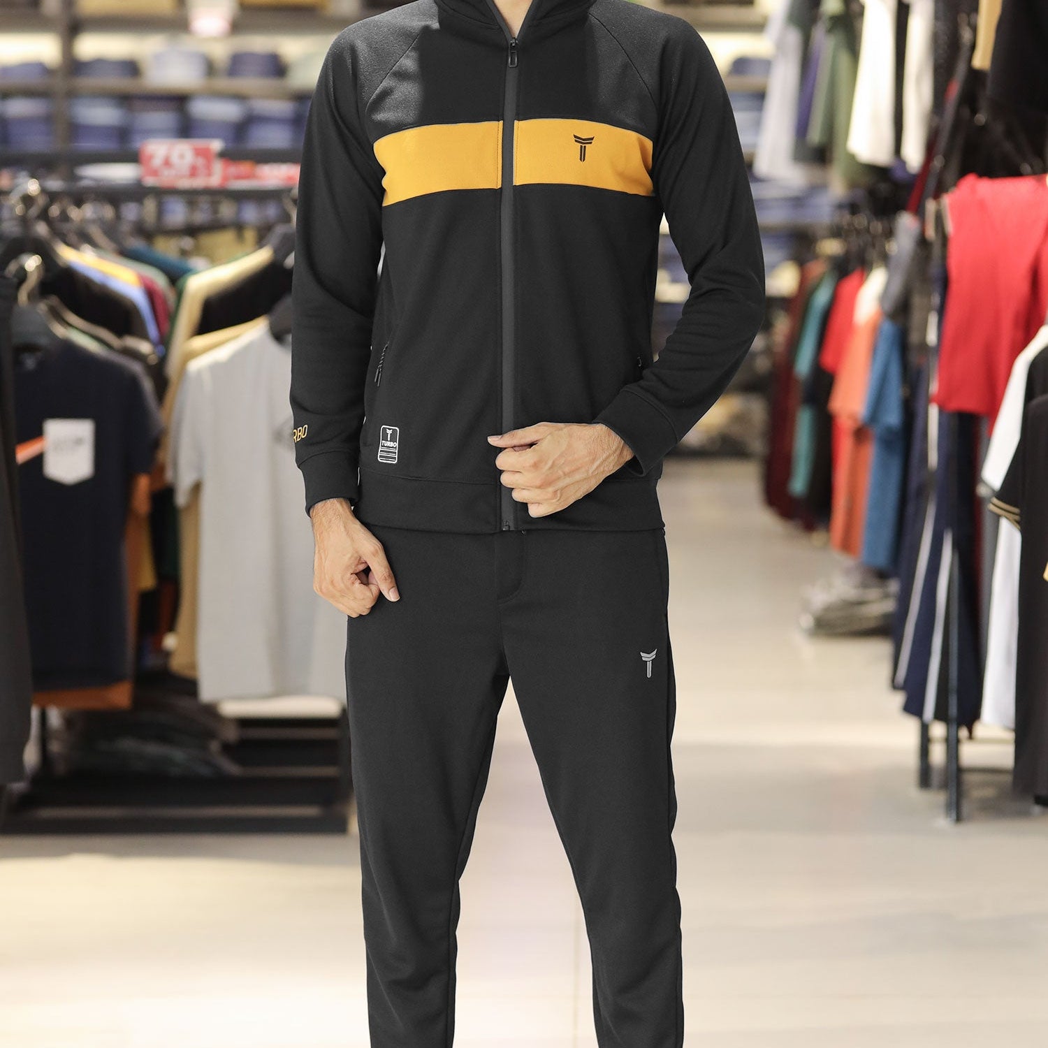 Turbo TrainFit Panel Mock Neck Zipper Tracksuit