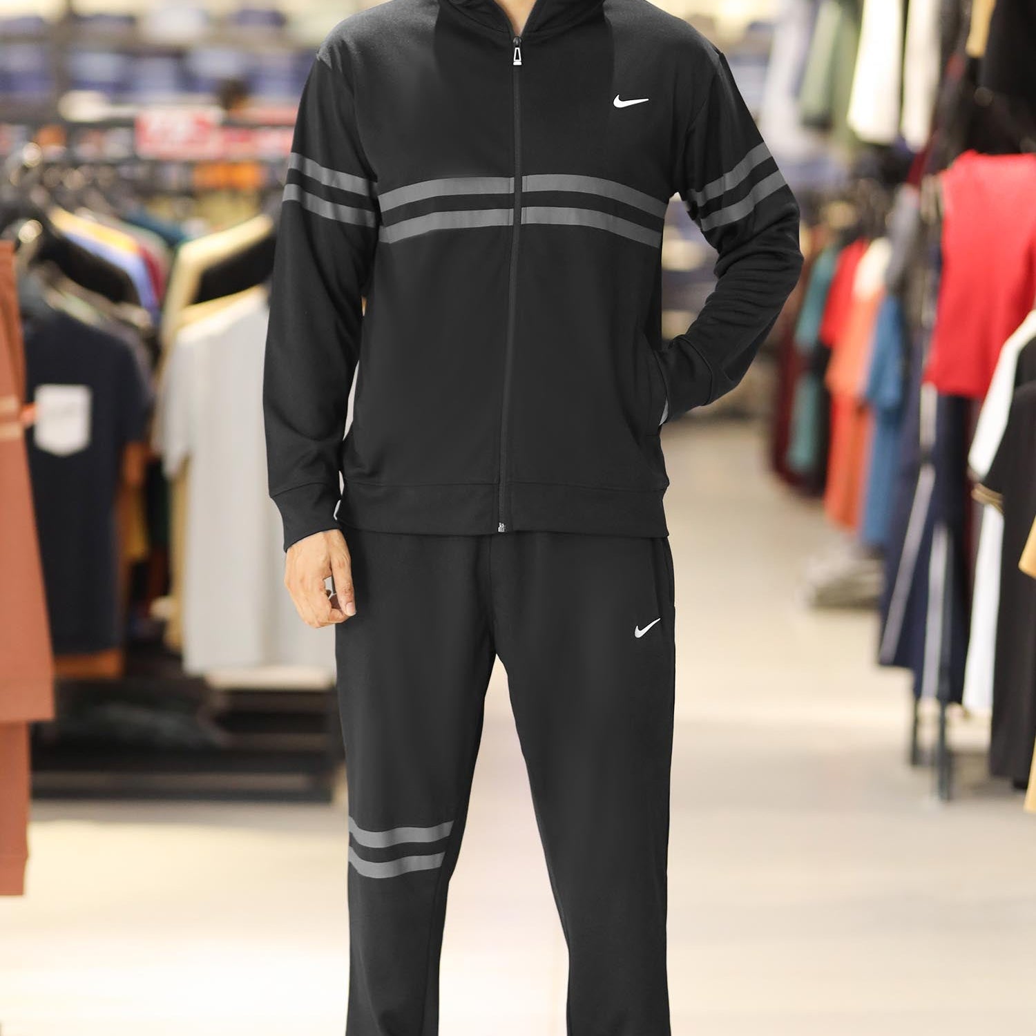 Nke Dual Line Signature Full Zipper Tracksuit