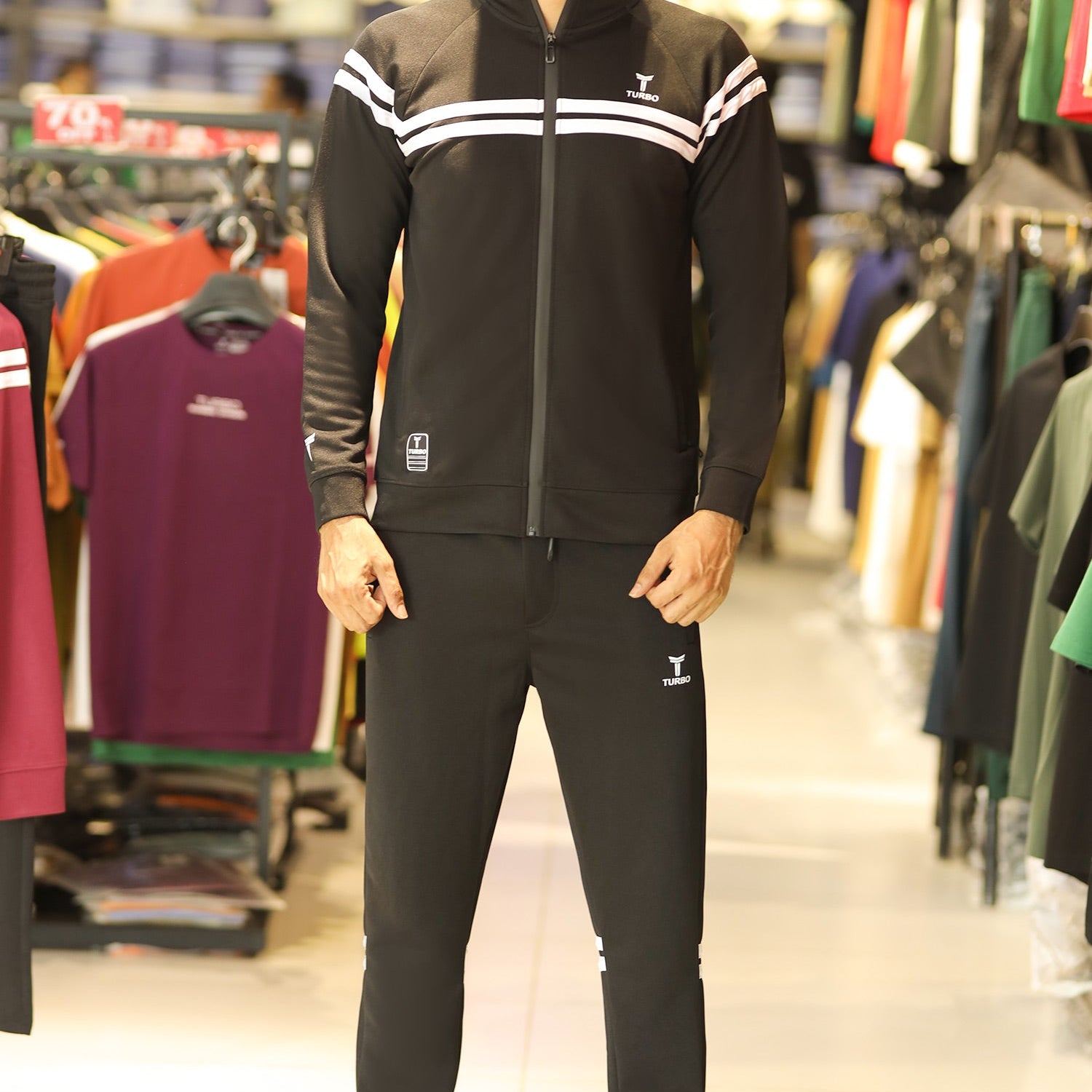 Turbo Edge Slim Fit Mock Neck Zipper Style Tracksuit