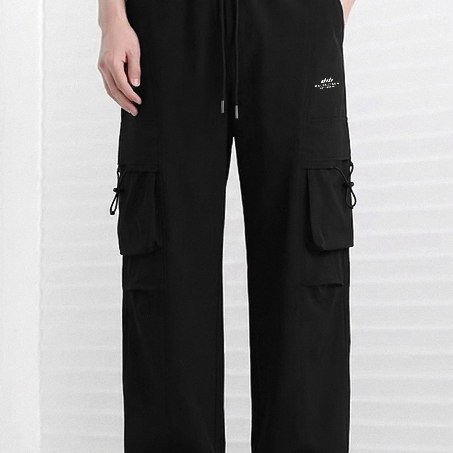 Men's Flap Pockets Drawstring Waist Cargo Trouser