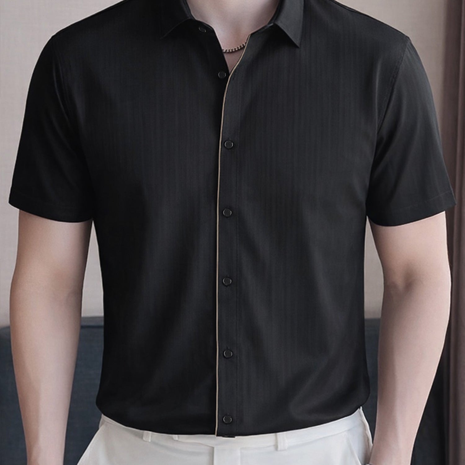 Men's Various Textured Silk Casual Shirt