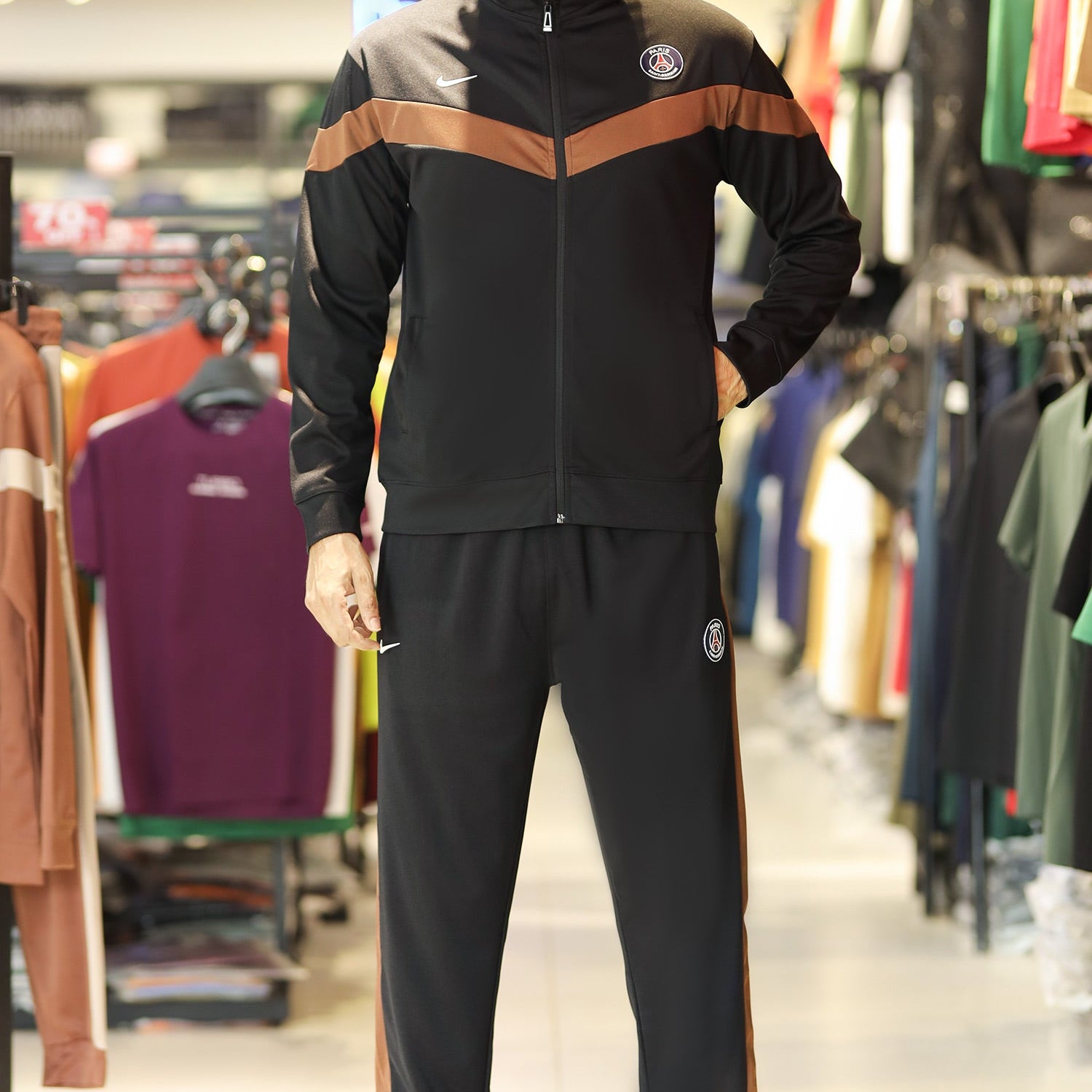 Nke Diagonal V Panel Signature Full Zipper Tracksuit