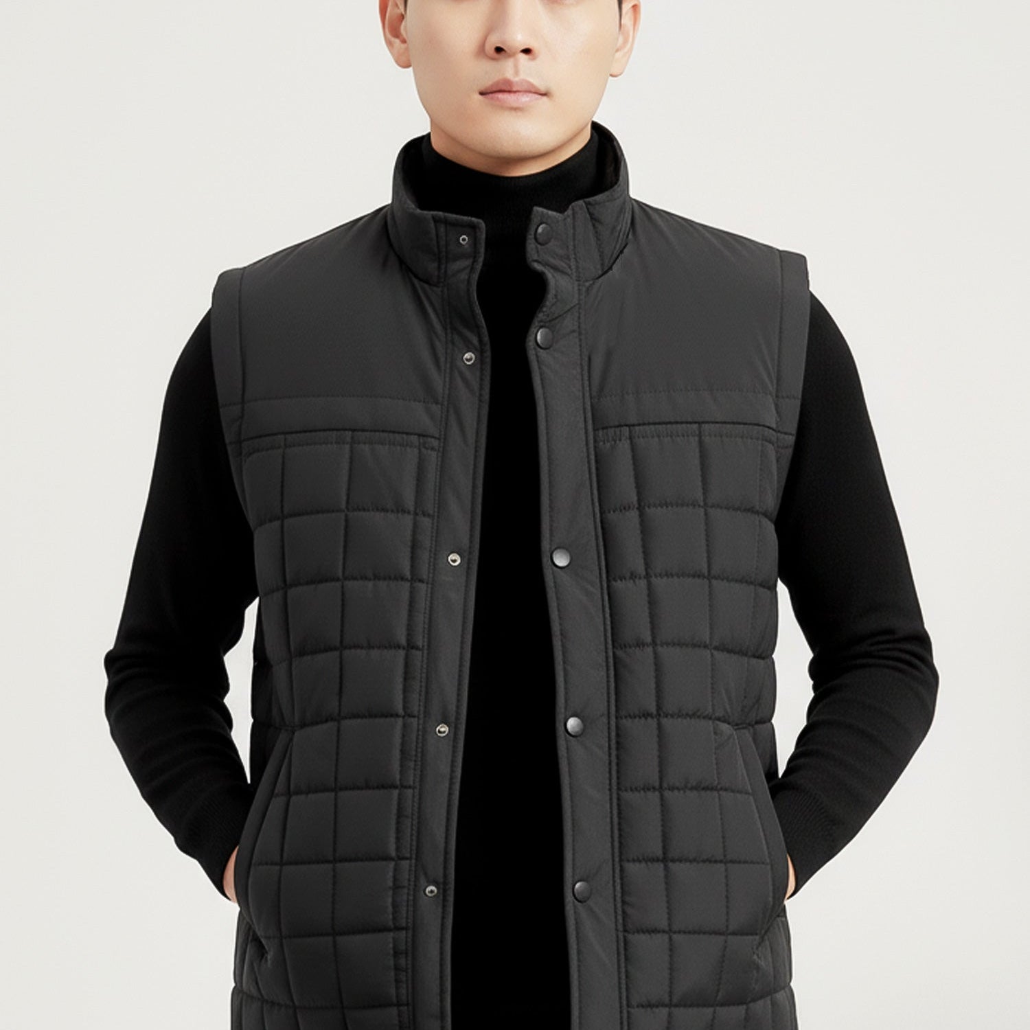 Quilted Design Stand-up Collar Men's Gilet