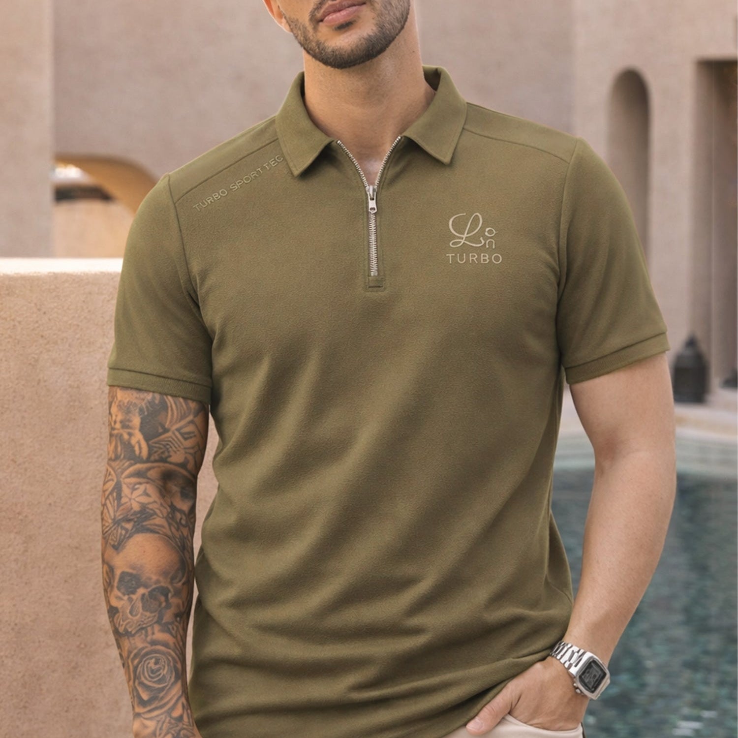 Turbo Zip Collar Style Men's Polo Shirt