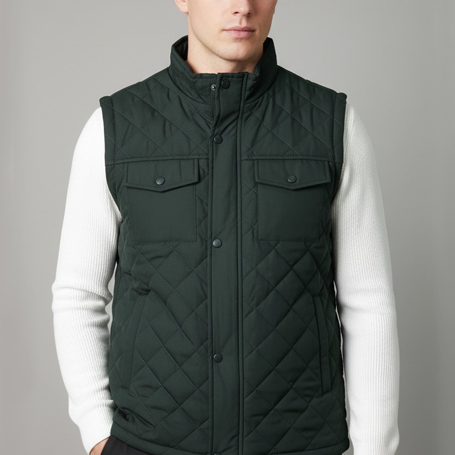 Funnel Neck Quilted Imported Men's Gilet
