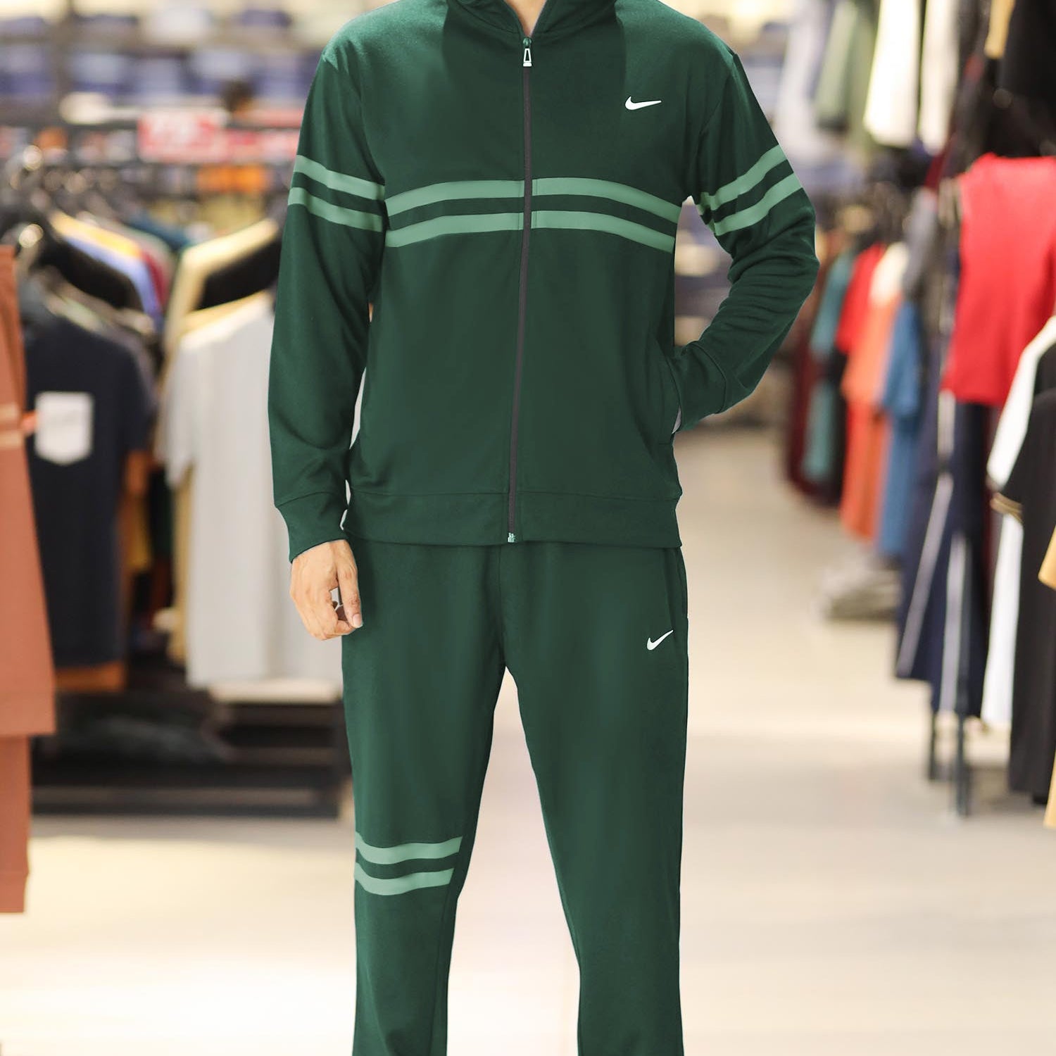 Nke Dual Line Signature Full Zipper Tracksuit