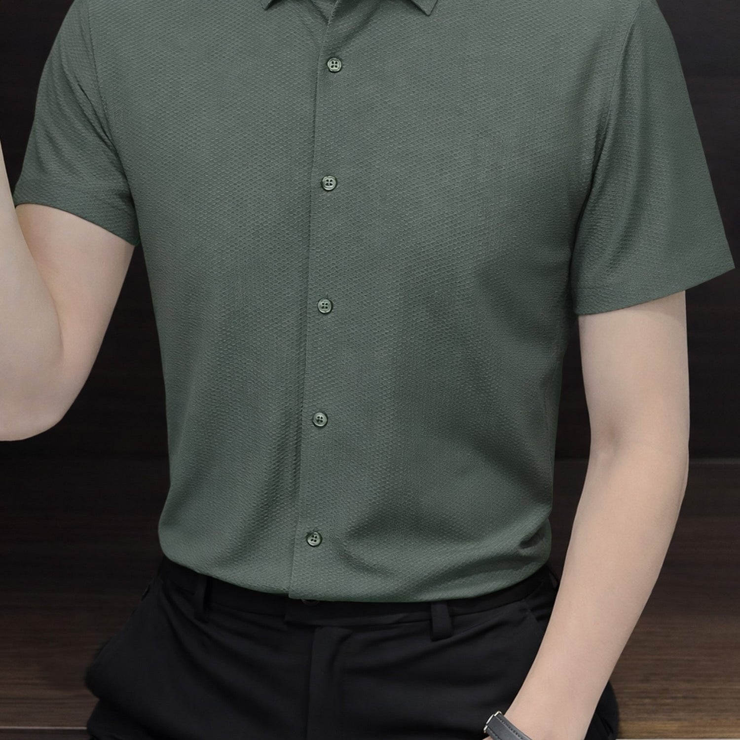 Men's Cuban Texture Silk Casual Shirt
