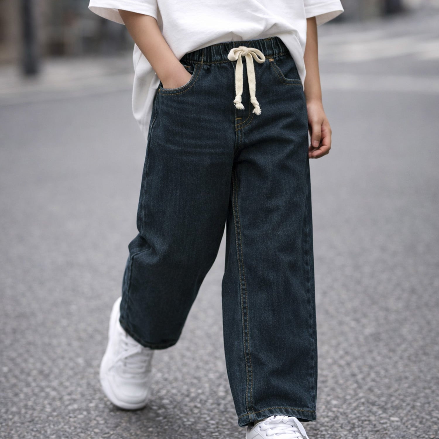 Turbo Drawstring Waist Jeans For Boys
