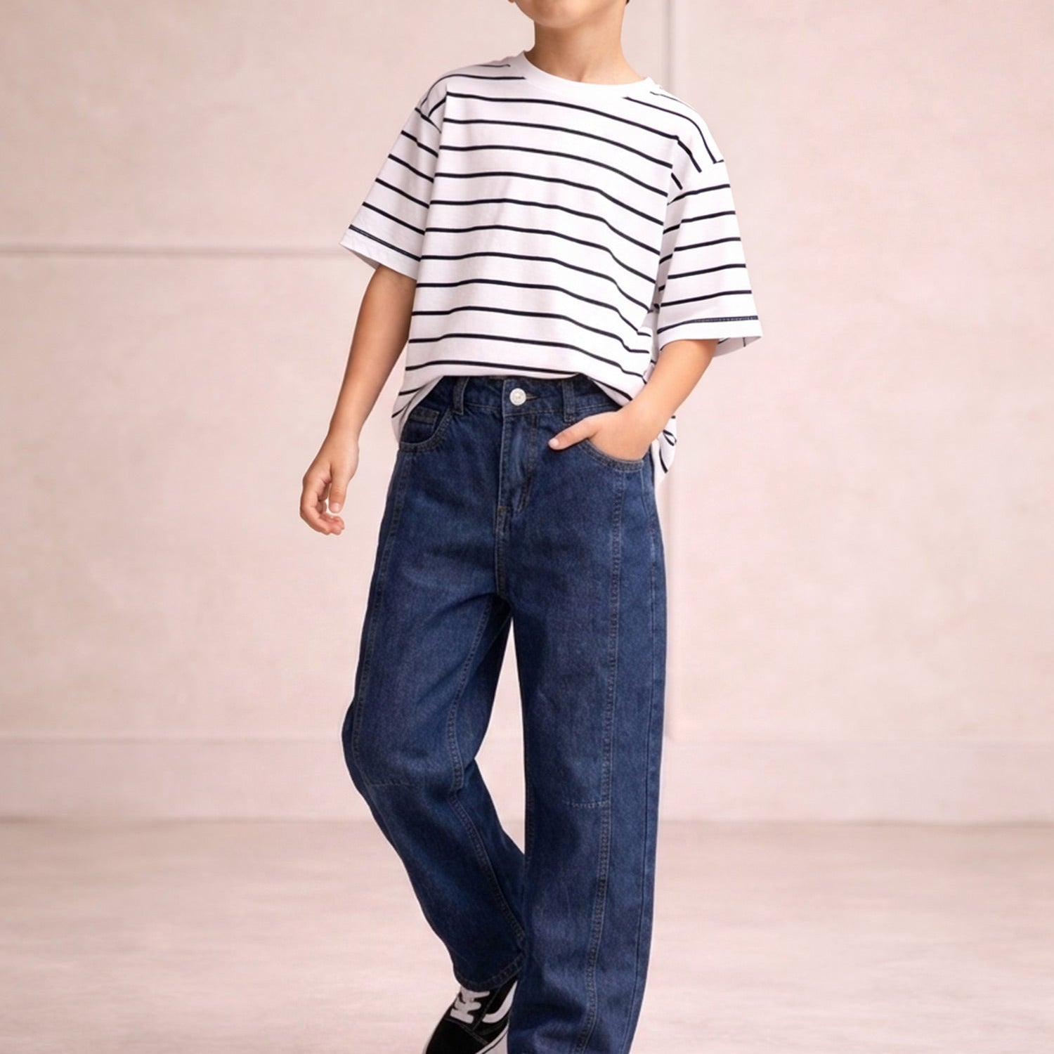 Turbo Denim Wide Leg Jeans For Boys