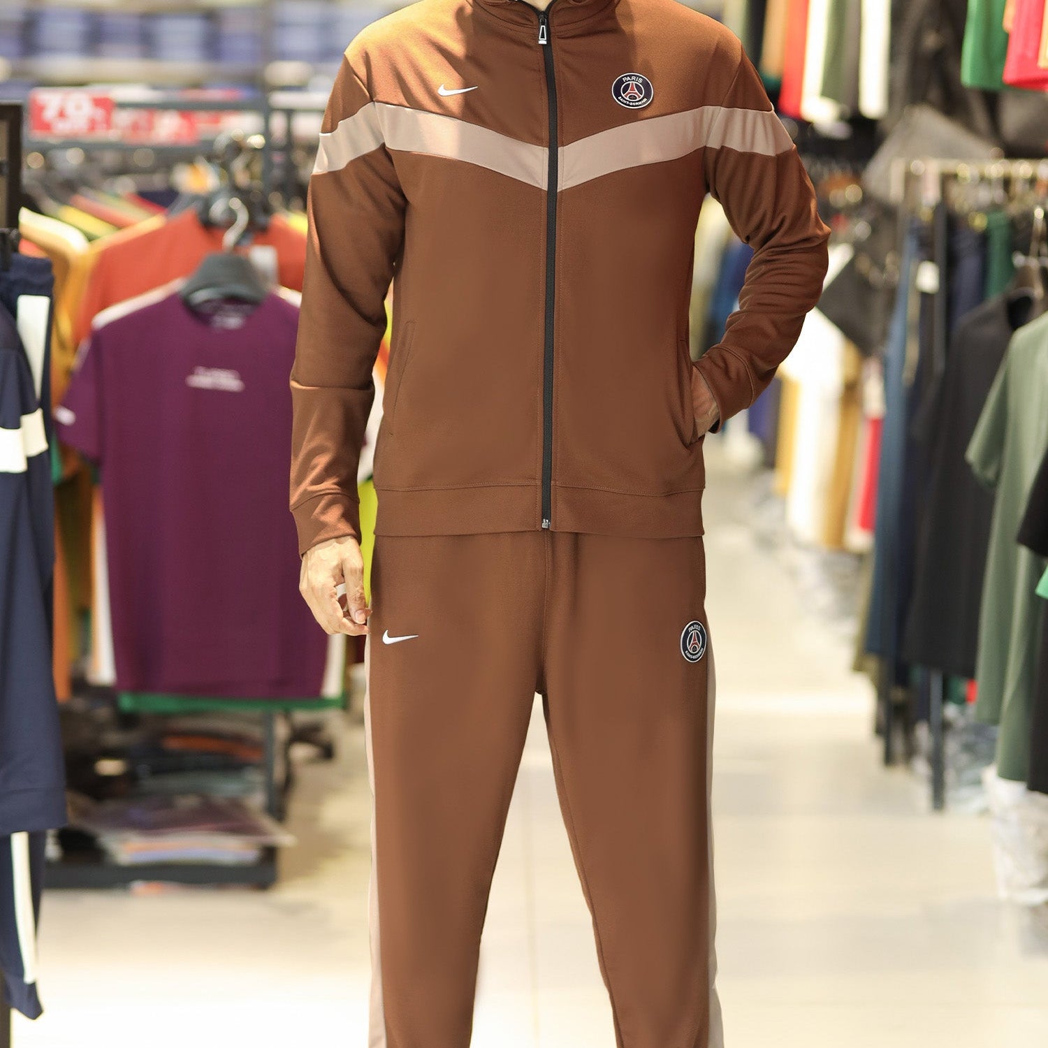 Nke Diagonal V Panel Signature Full Zipper Tracksuit