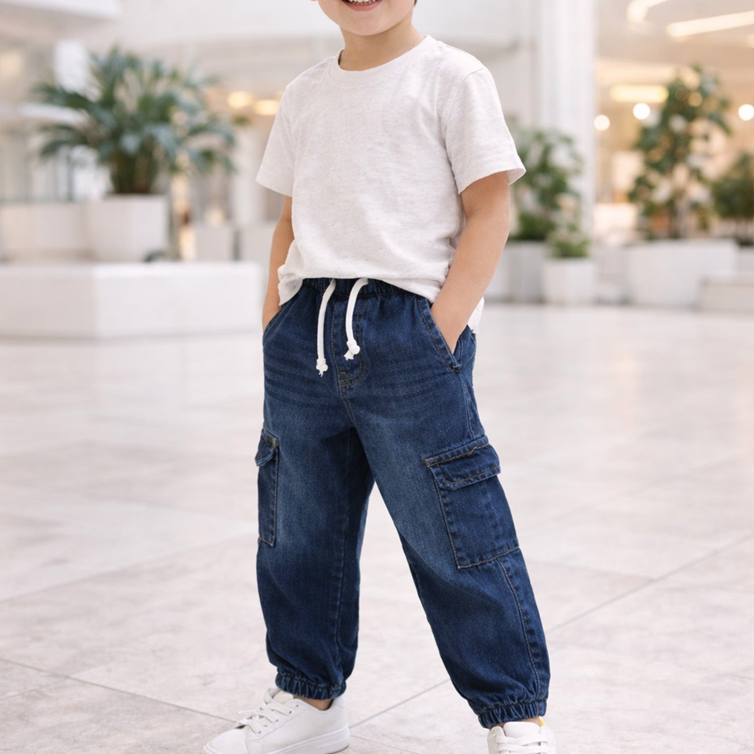 Turbo Cargo Jogger Denim Jeans For Boys