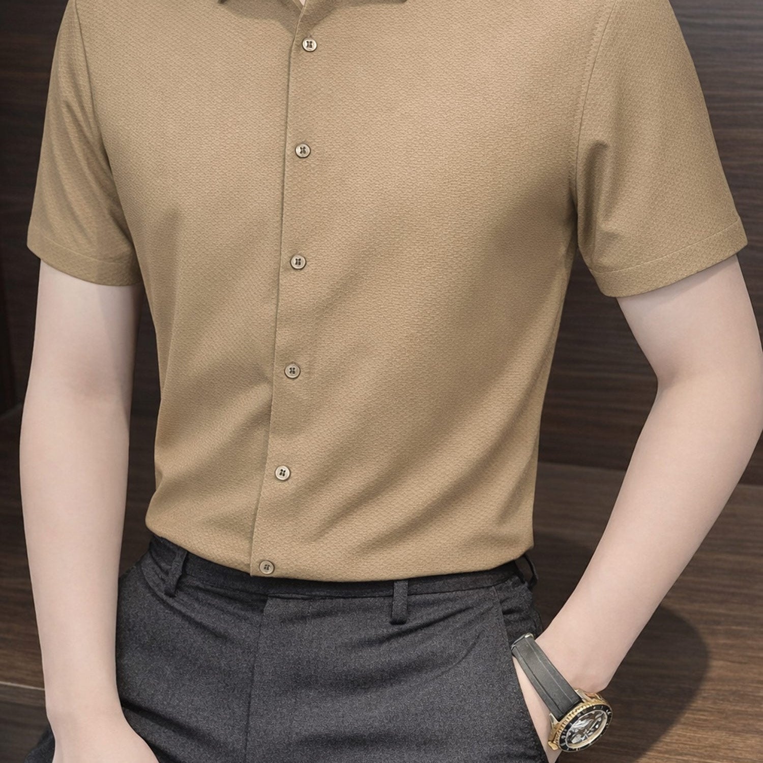 Men's Cuban Texture Silk Casual Shirt