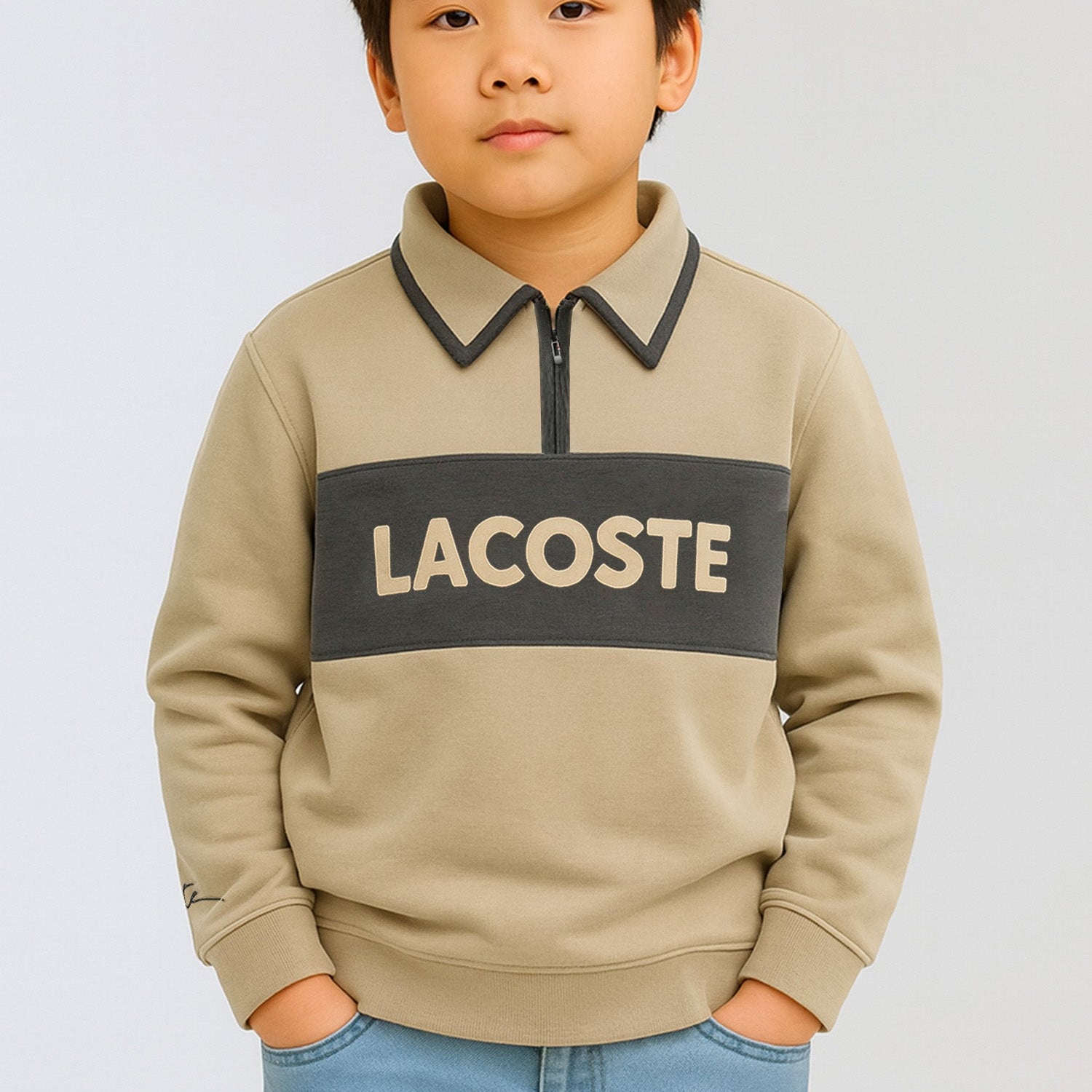Lcste Block Panel Coller Style Unisex Kids SweatShirt
