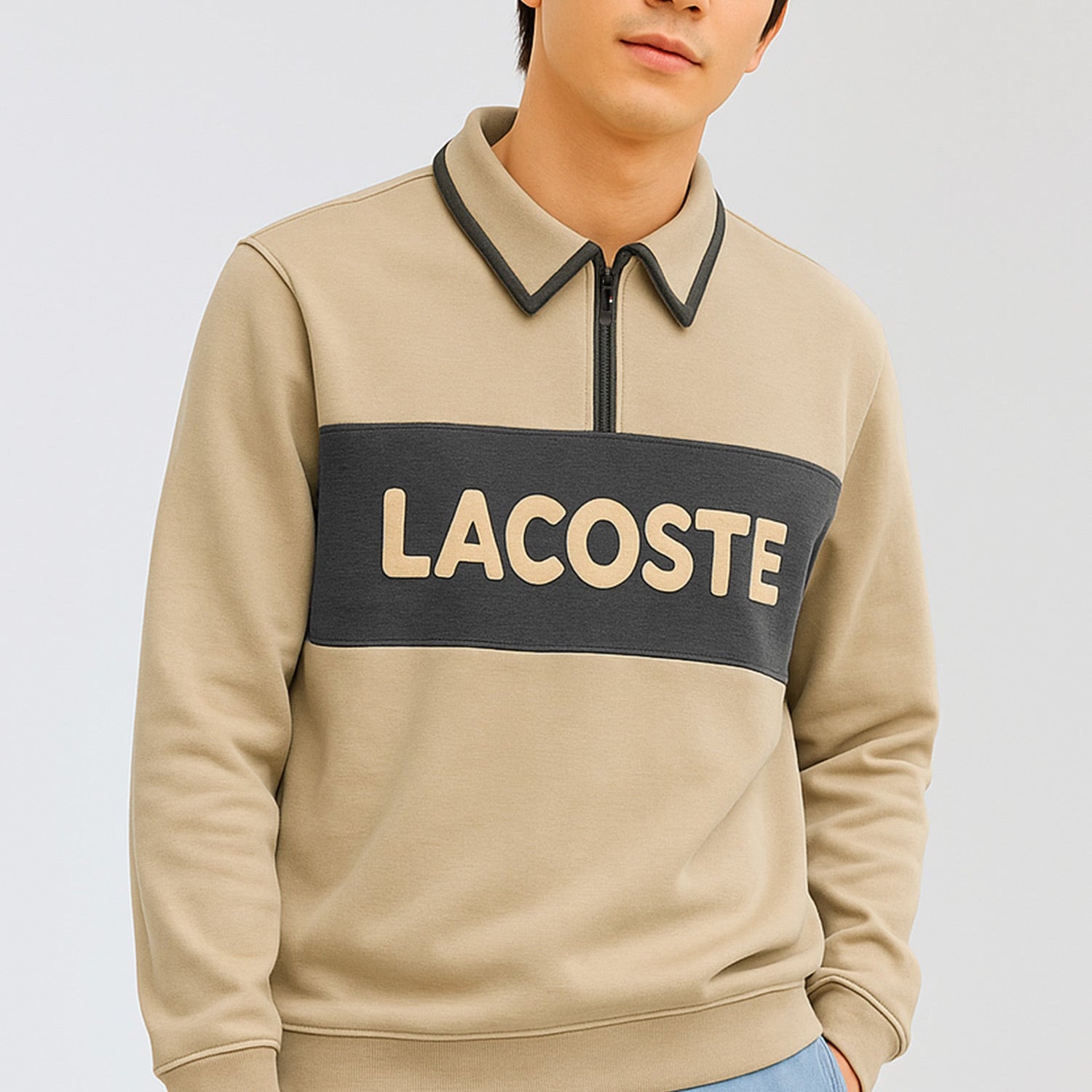 Lcste Color-Block Panel Imported Men's Sweatshirt