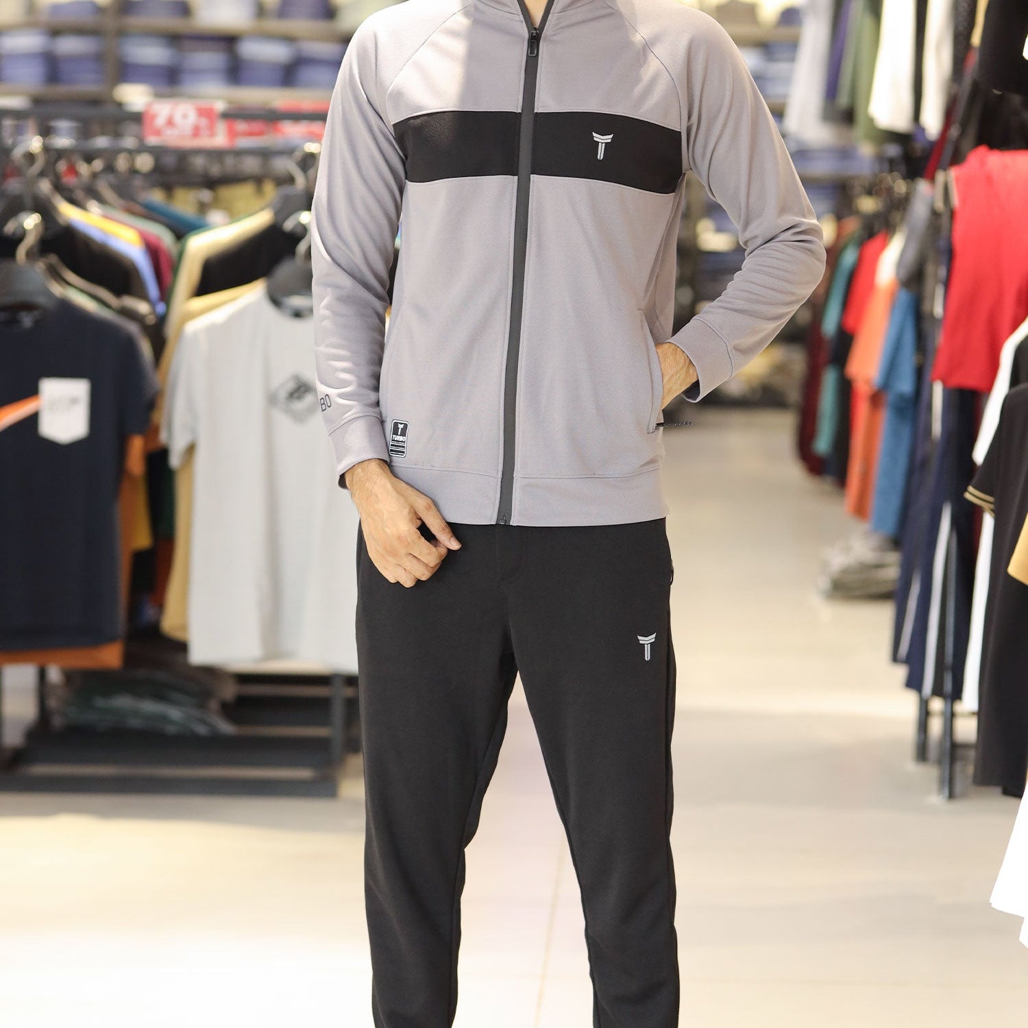 Turbo TrainFit Panel Mock Neck Zipper Tracksuit