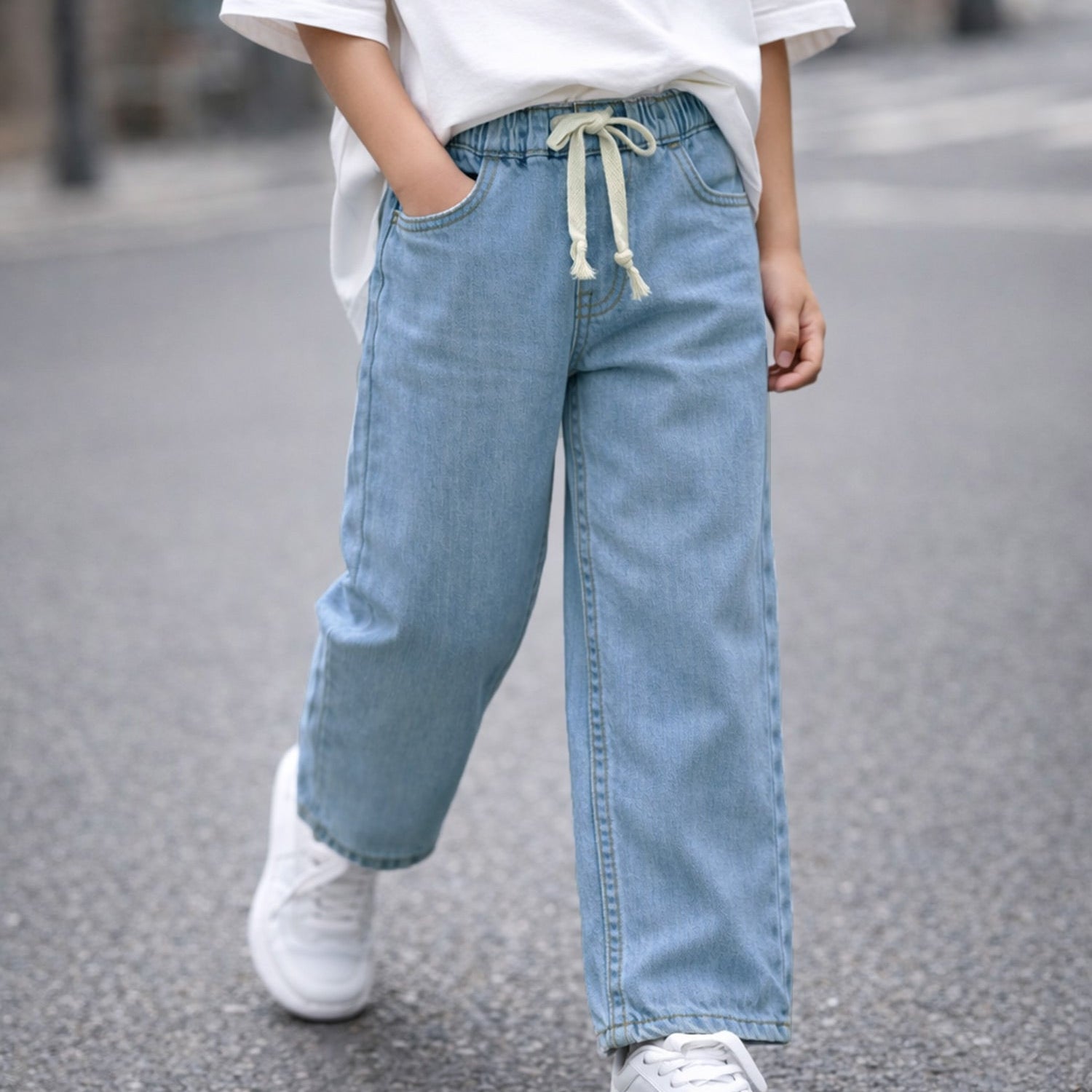 Turbo Drawstring Waist Jeans For Boys