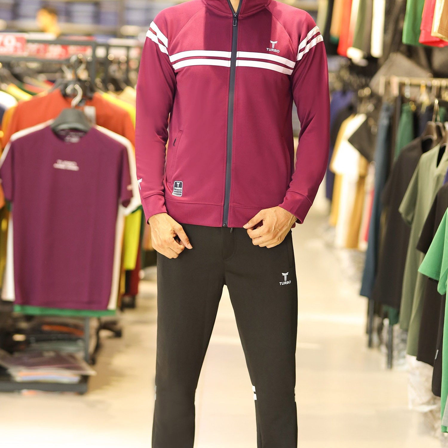 Turbo Edge Slim Fit Mock Neck Zipper Style Tracksuit