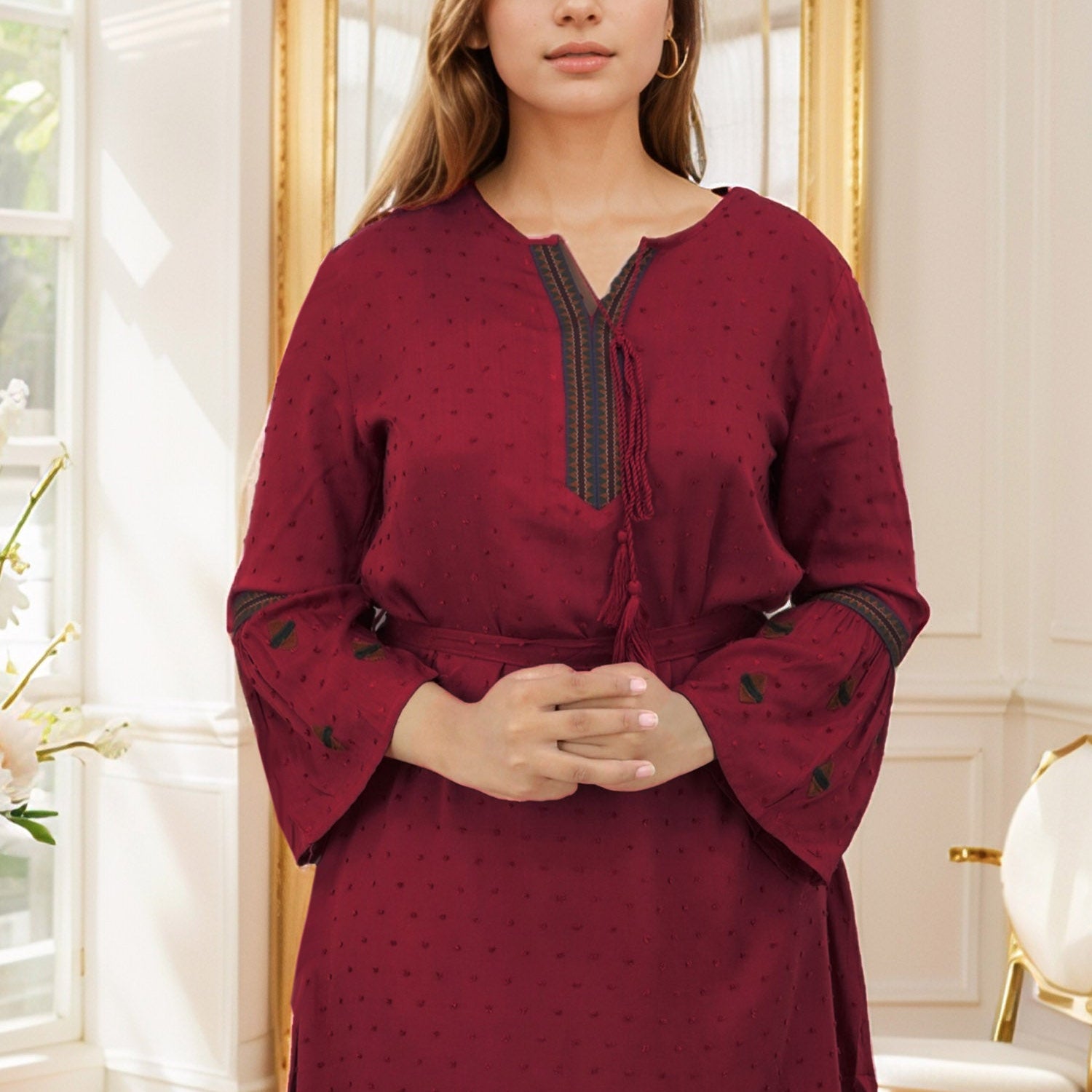 Embroidered Design Self Phulkari Turkish Imported Top