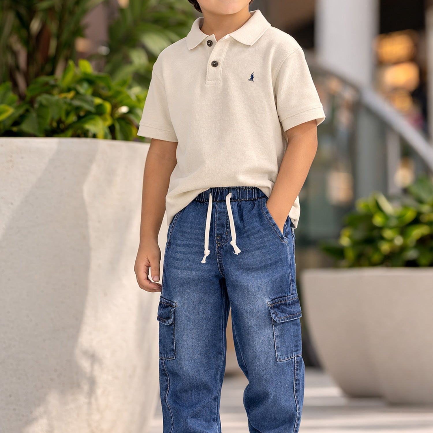 Turbo Cargo Jogger Denim Jeans For Boys