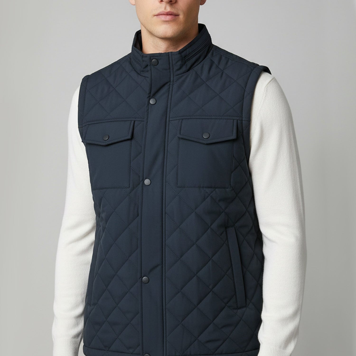 Funnel Neck Quilted Imported Men's Gilet