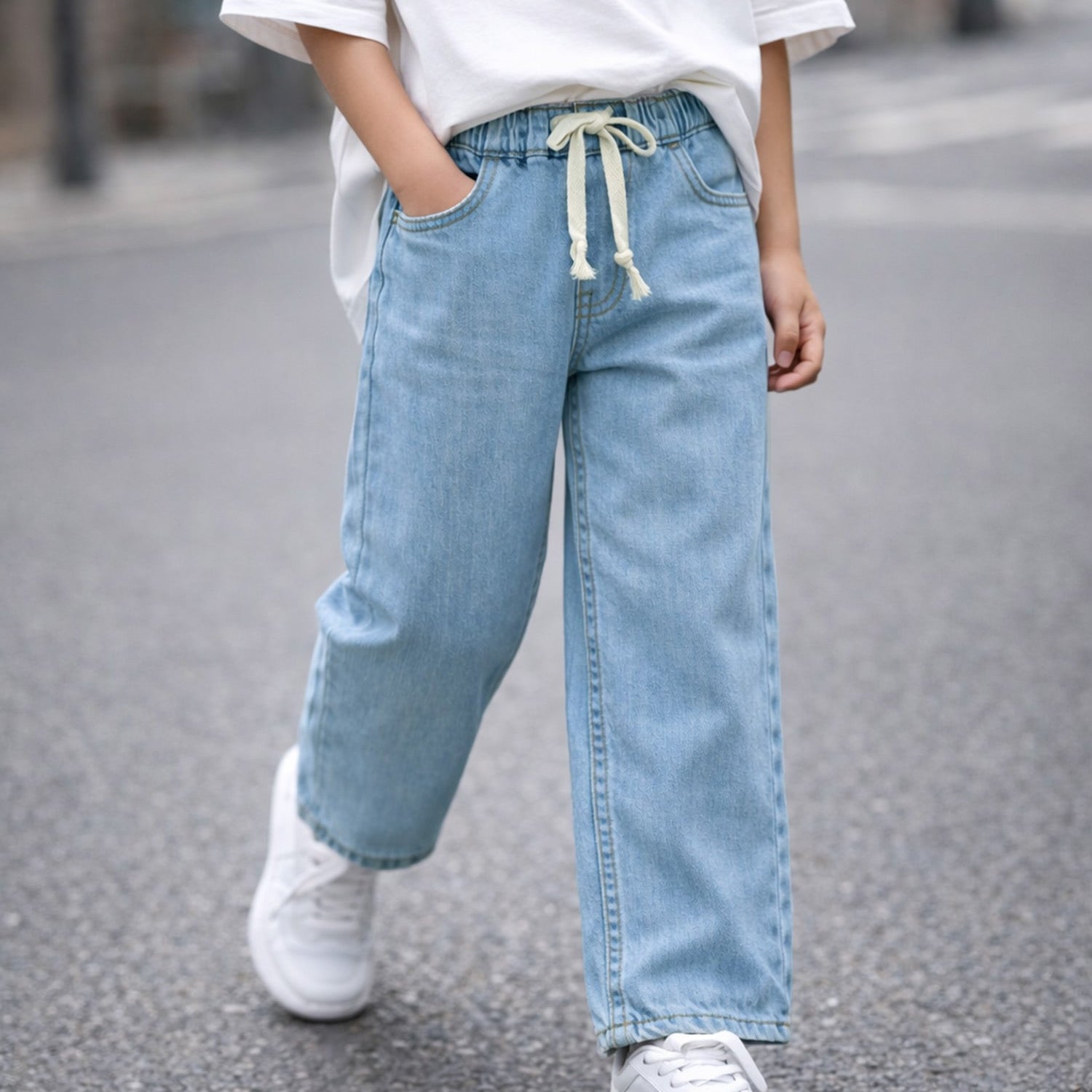 Turbo Drawstring Waist Jeans For Boys