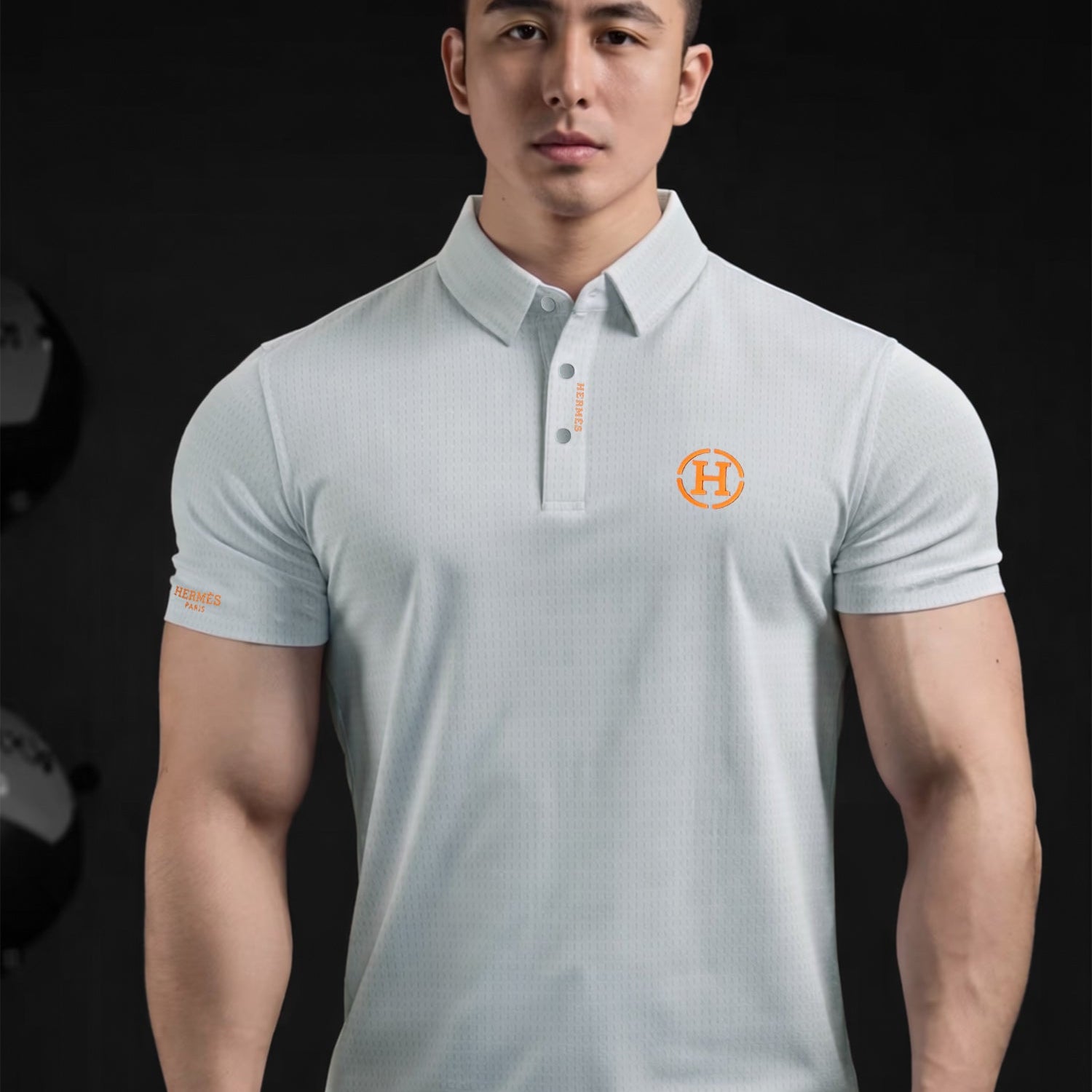 Hrms Orange Accent Logo Style Men's Polo Shirt