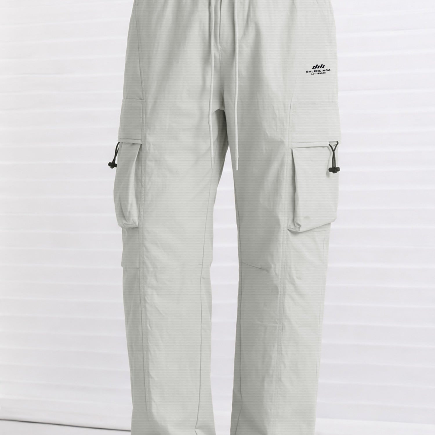 Men's Flap Pockets Drawstring Waist Cargo Trouser