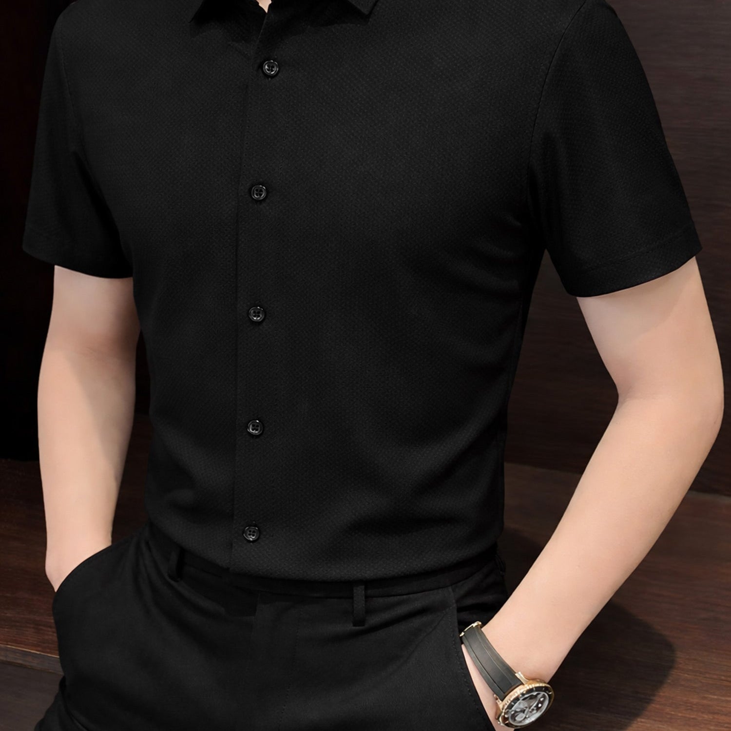 Men's Cuban Texture Silk Casual Shirt