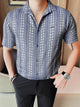 Turbo Cubin Textured Striped Casual Shirt In Light Purple