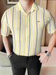 Turbo Patterned Lining Style Casual Shirt In Lemon