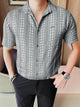 Turbo Cubin Textured Striped Casual Shirt In Charcoal Grey
