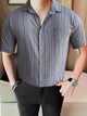 Turbo Down Box Collared Casual Shirt In Charcoal Blue