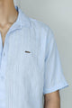 Turbo Wave Texture Crochet Casual Shirt In Sky Blue
