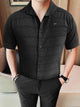 Turbo Knit Craft Crochet Casual Shirt In Black