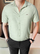 Turbo Creamline Striped Comfort Casual Shirt In Light Moss Green