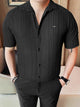 Turbo Minimalist Design Half Sleeve Casual Shirt In Black