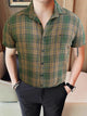Turbo Classic Pattern Comfort Casual Shirt In Green