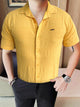 Turbo Knit Craft Crochet Casual Shirt In Yellow