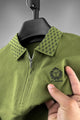 Turbo Abstract Zip Collar Men's Polo Shirt In Olive
