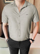 Turbo Creamline Striped Comfort Casual Shirt In Mid Grey
