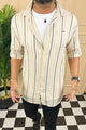 Turbo Patterned Lining Style Casual Shirt