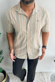 Turbo Spring Edit Textured Casual Shirt In Beige
