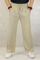Turbo High Rise Pleated Waffle Pattern Loose Bottom Trouser