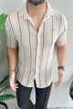 Turbo Patterned Lining Style Casual Shirt In Beige