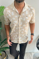 Turbo Rich Floral Printed Casual Shirt In Beige