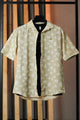Turbo Rich Floral Printed Casual Shirt In Beige