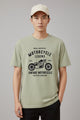 Mens Graphic Edition Round Neck Tee In Beige