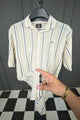Turbo Patterned Lining Style Casual Shirt In Beige