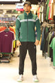 Turbo Edge Slim Fit Mock Neck Zipper Style Tracksuit In Black&Green