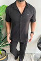 Turbo Textured Champ Casual Shirt In Black